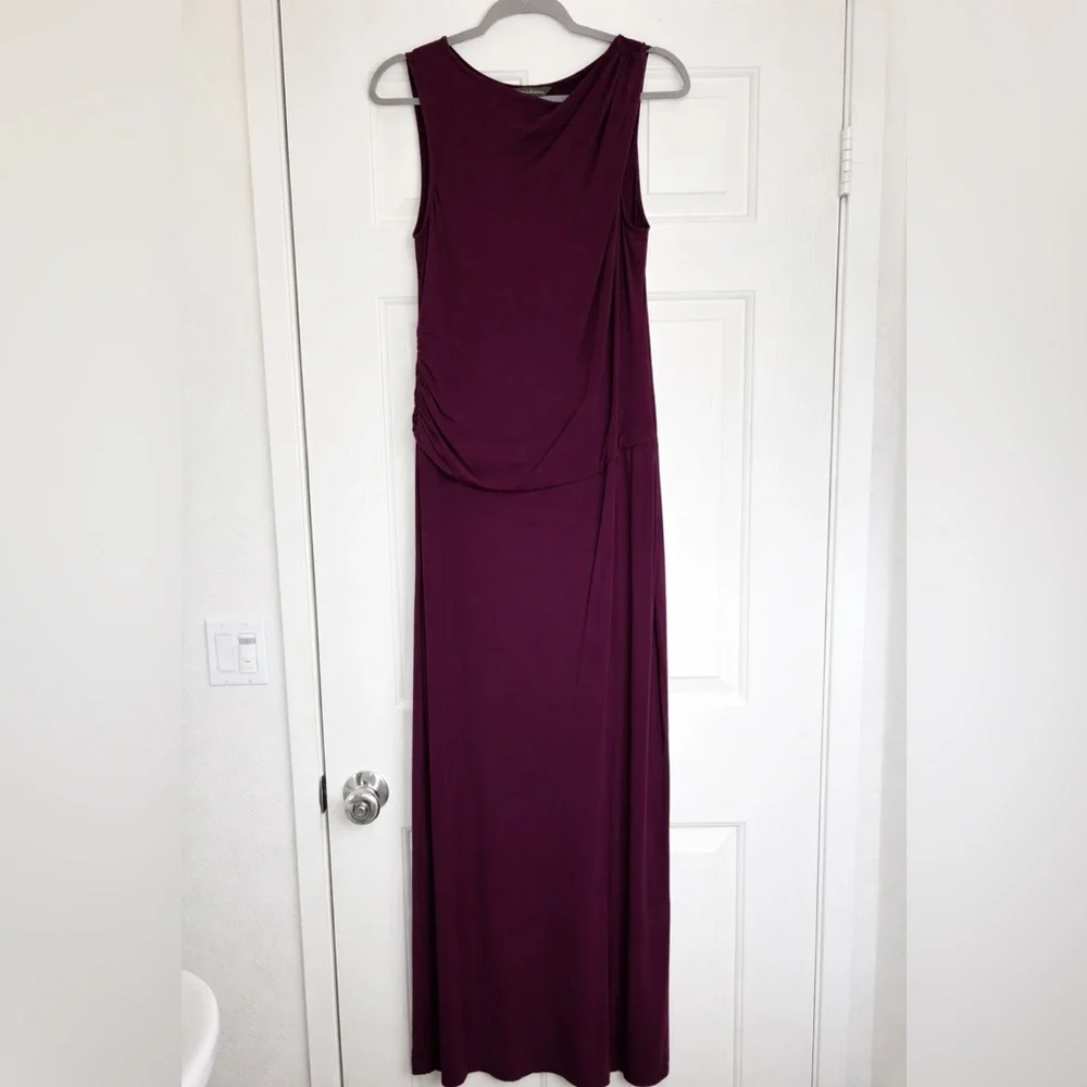 Tommy Bahama Tambour Shirred Maxi Dress Merlot, plum color size Large - Picture 2 of 2